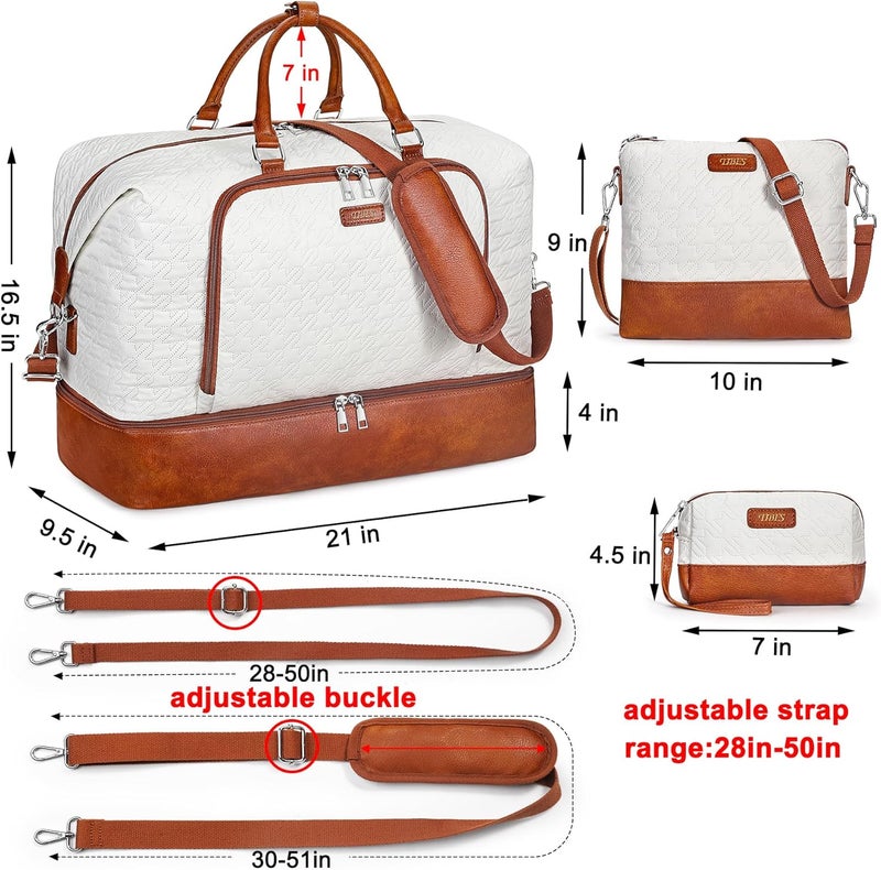 TIBES Travel Weekender Bag for Women, Overnight Bag with Shoe Compartment Oversized Travel Duffel Bag Carry On Tote 21" - Image 5
